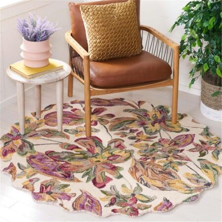 Safavieh 6 x 6 ft. Blossom Contemporary Square Rug Ivory & Plum BLM461A-6SQ